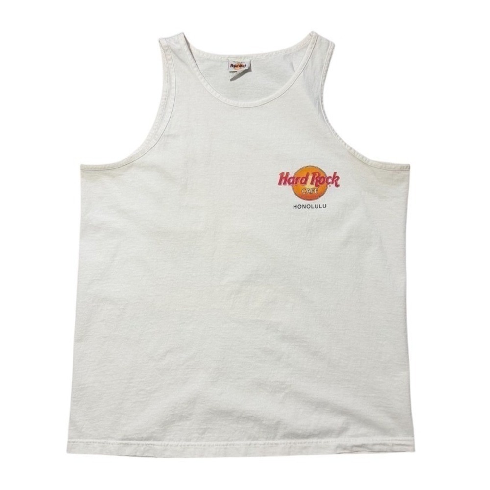 Vintage 90s Hard Rock Cafe Honolulu Hawaii Beach Sunset Graphic Tank Top Shirt